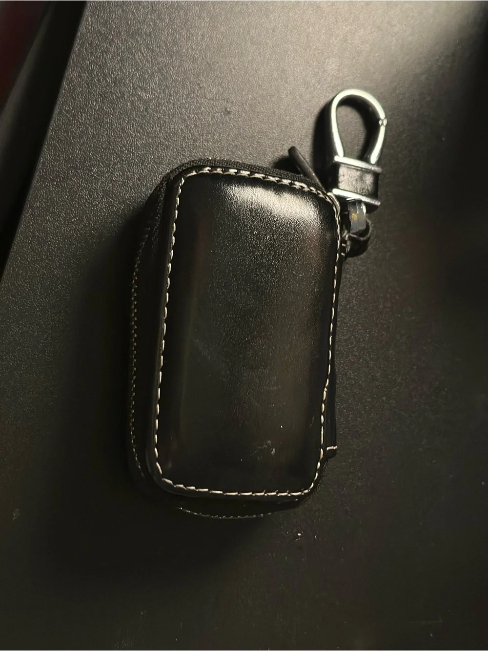 Genuine Black Leather Key Pouch with Clip | Chevrolet Zip Around Key Fob Holder